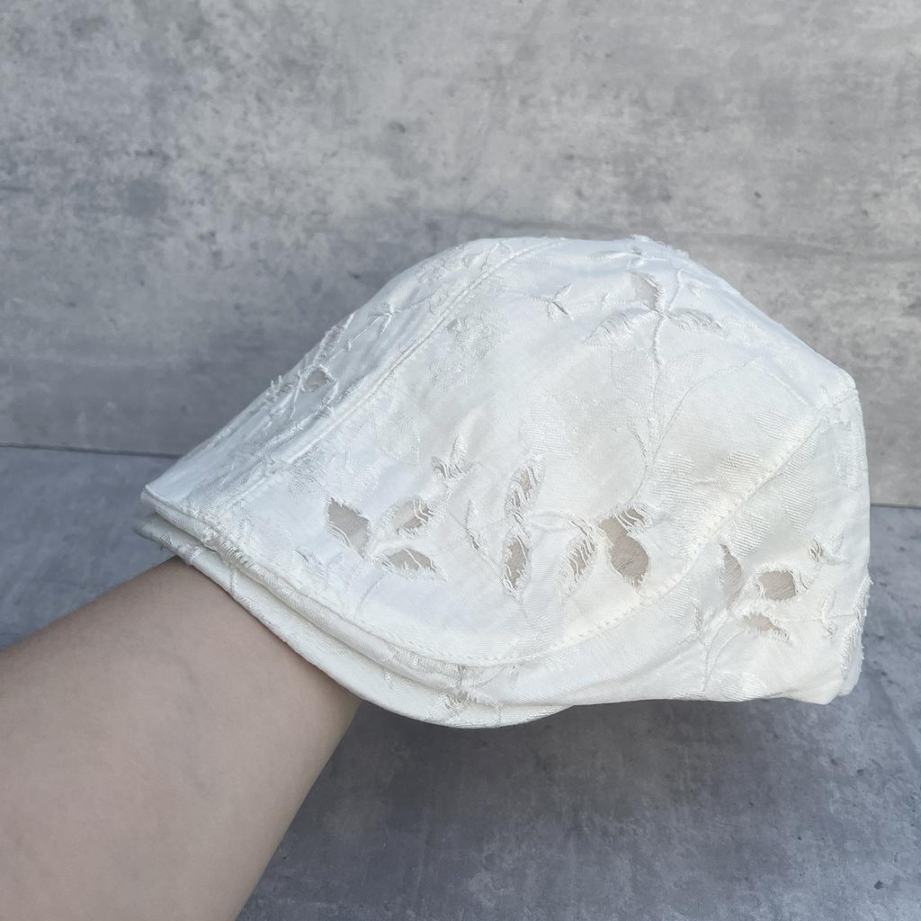 Summer jacquard ripped cap children light breathable forward hat beret painter hat retro sun hat tide