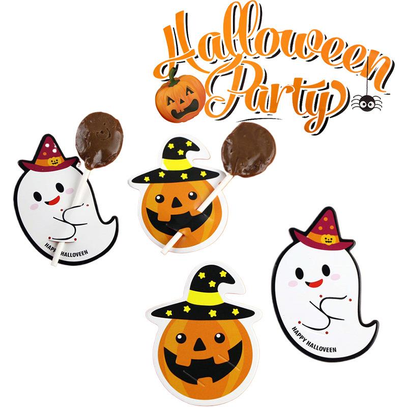 50 Stück Halloween Süßigkeiten Verpackungskarte Geist Kürbis Lutscher Halter Karten Kinder Halloween Party Zuhause DIY Deko Zubehör