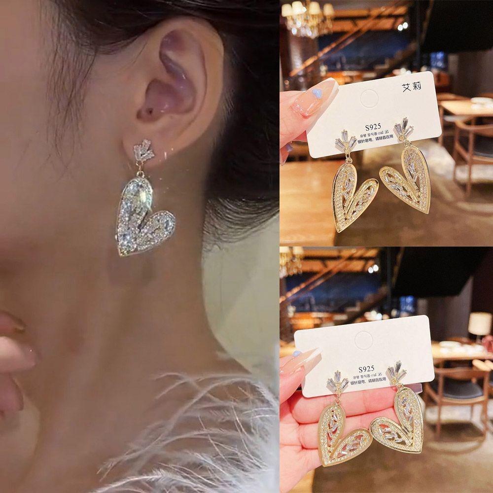 

Винтажная мода Crystal Earrinigs Heart Jewelry Dangler