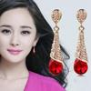 Women Waterdrop Chandelier Rhinestone Full Zircon Earrings Ear Stud Ear-clip
