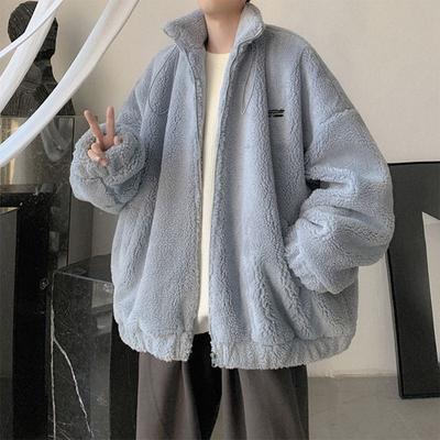 Kazak erkek Kış Polar astarlı Kalınlaşmış Trendy Sahte Kuzu Peluş erkek Ceket Sonbahar Kış Giysileri Moda Rahat sıcak tutan kaban