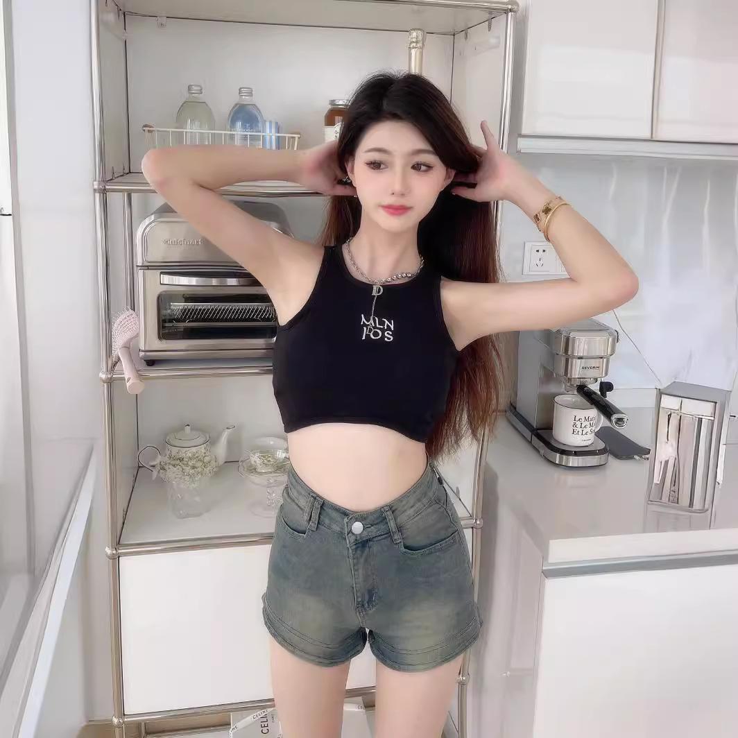 

Американский стиль Spice Girl Letter Sexy жилет женский тонкий укороченный укороченный топ с высокой талией Racer Sport без рукавов One size