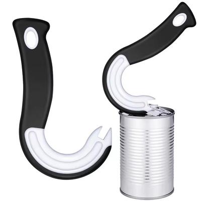 Multifuctional Non-slip Ring Hook Pulling Jar Can Opener Portable J-Shaped Easy Grip Tin Openers Kitchen Seniors Children Tool