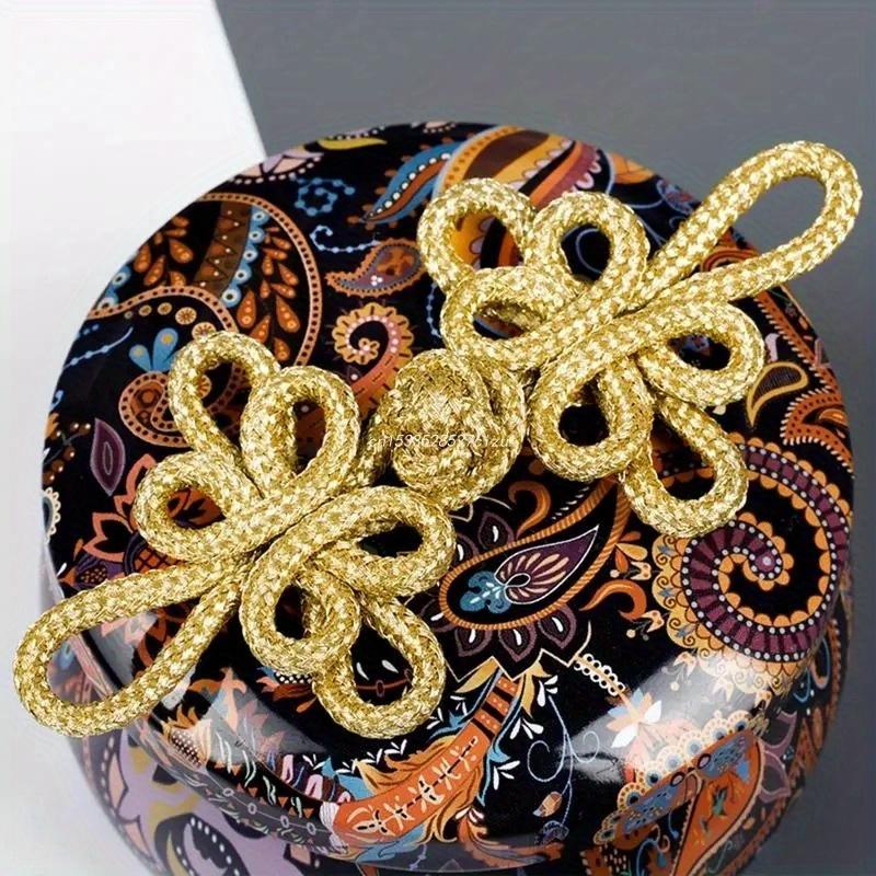 5PCS Gold Wire Chinese Cheongsam Button Dragonfly Knot Fastener Closures