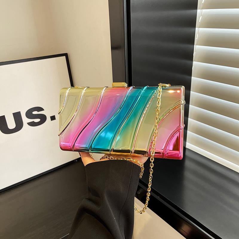 Acrylic bag 2025 new European and American fashion glossy color shoulder bag women's crossbody chain box bag tide