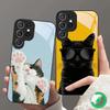 Cute White Flower Cat For Samsung S26 S20Ultra S21 Pro S22 Plus S23 FE S24 Ultra S25 For Magsafe Edge Glass Phone Case