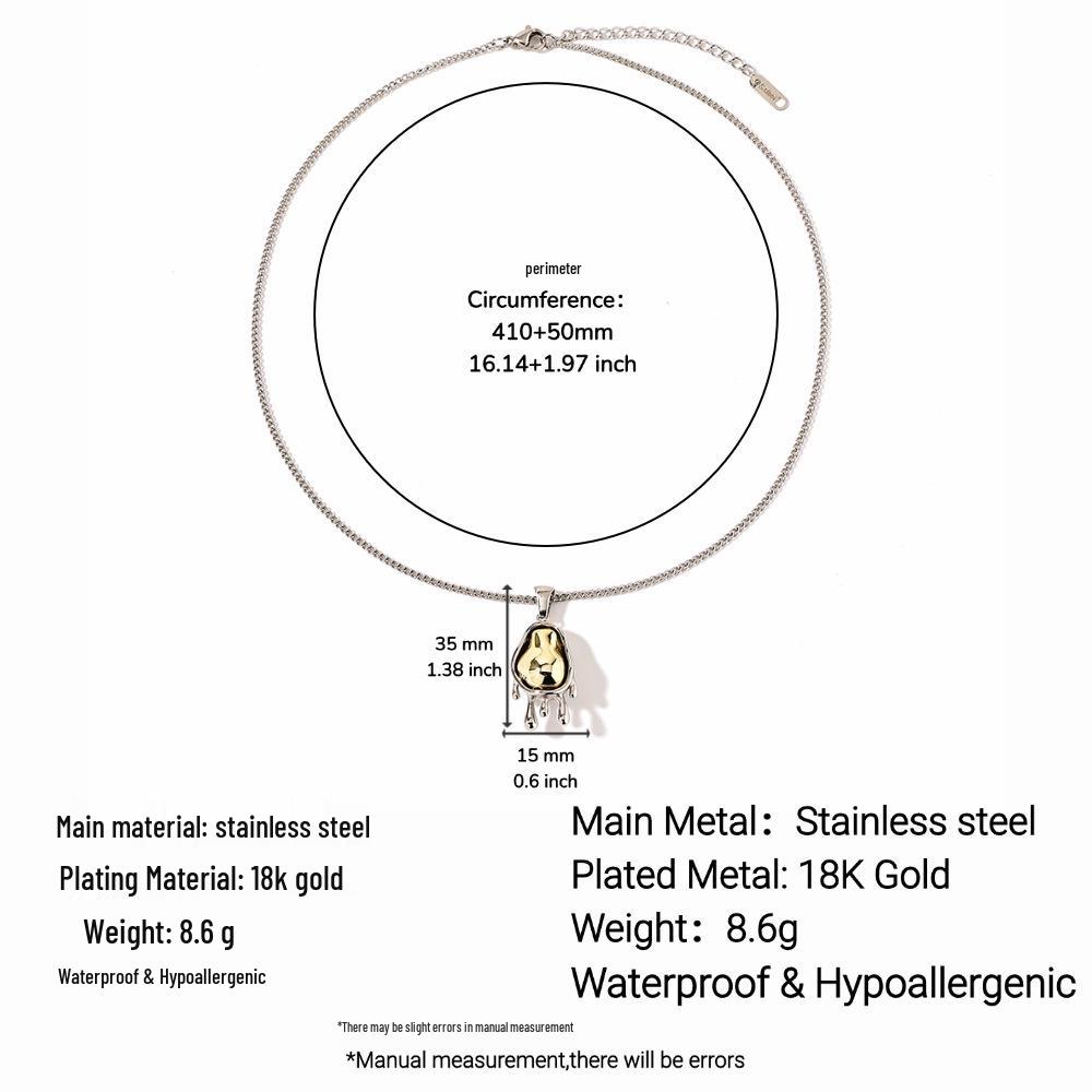 Ying Tai 18K Gold Plated Titanium Stainless Steel Water Drop Pendant Necklace - Elegant European American Design