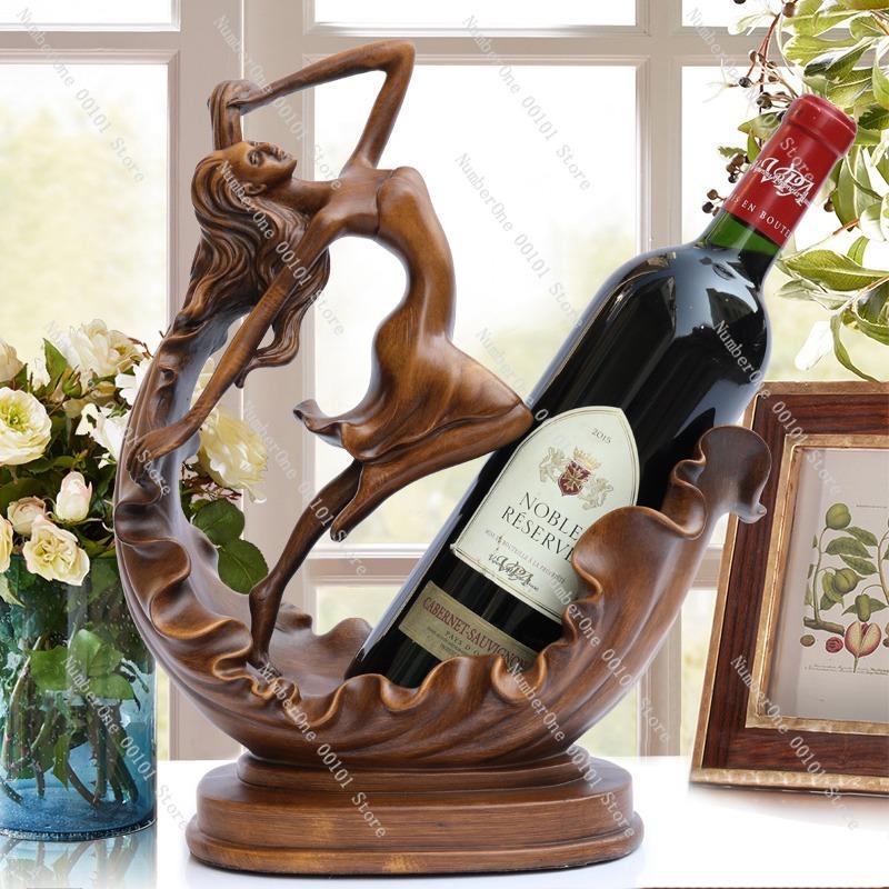 Nordic creative beauty wine rack home decoration,modern minimalistic wine holder display sculpture for living room wine cabinet