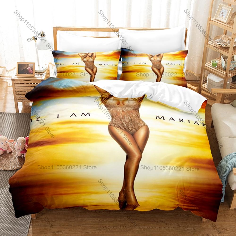 Iconic Singer Mariah Carey Bedding Set It’s Time Christmas Tour Aesthetic Signature Zipper Soft Fabric Decor Mariah Carey Lovers