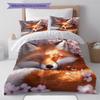 Tiger Fox Art Pattern Bedding Quilt Set Quilt Cover Pillowcase Home Decoration Gift (1 * Duvet Cover + 2 * Pillowcase, Without Core)