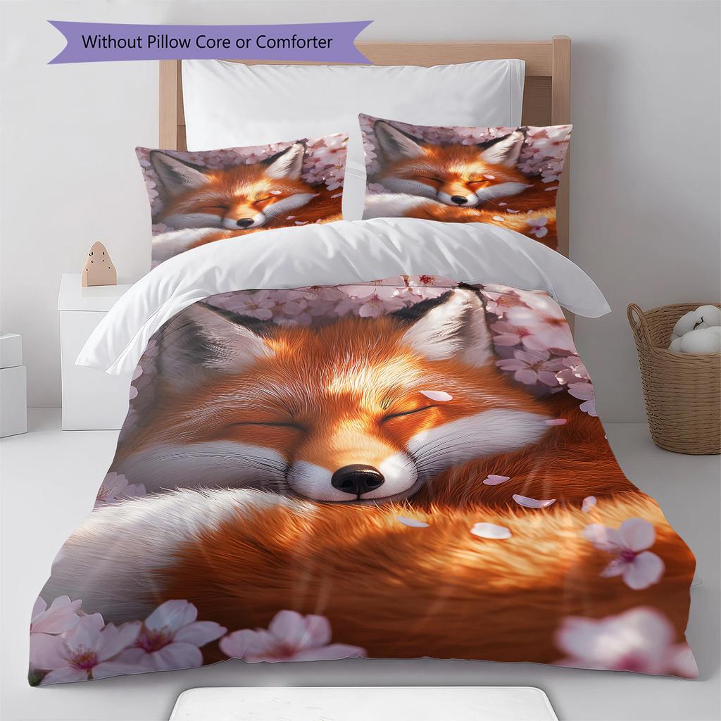 Tiger Fox Art Pattern Bedding Quilt Set Quilt Cover Pillowcase Home Decoration Gift (1 * Duvet Cover + 2 * Pillowcase, Without Core)