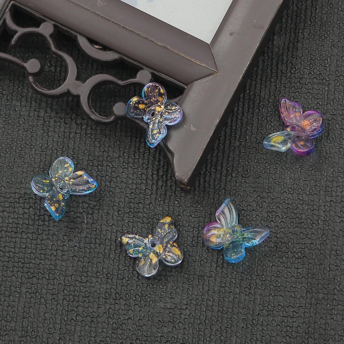 

10 шт. 11*9,5 мм бабочка красочные градиентные аксессуары с золотой фольгой стеклянный кулон для изготовления ювелирных изделий DIY очаровательные украшения 11*9.5mm 10pcs