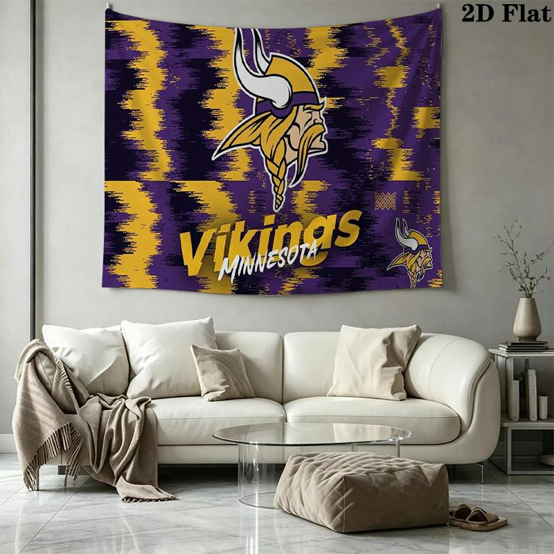 Minnesota Vikings Wandteppich Ästhetischer Wandbehang Bedruckter Stoffdecke Dekorative Wandteppiche für Schlafzimmer Wohnzimmer Heimdekoration