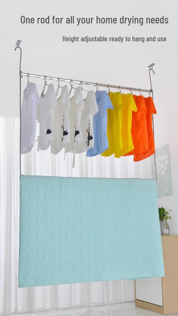 Aluminum & Stainless Steel No-Drill Balcony Window Clothes Drying Rack