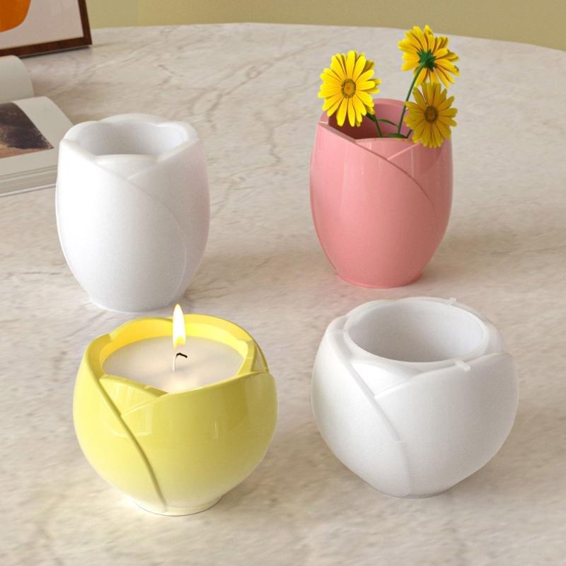 Silicone Tulips Mould For Resin Crafting And Plasters Storage Cups Flexible Designs Easy Demolding Jewelry Holder Gift