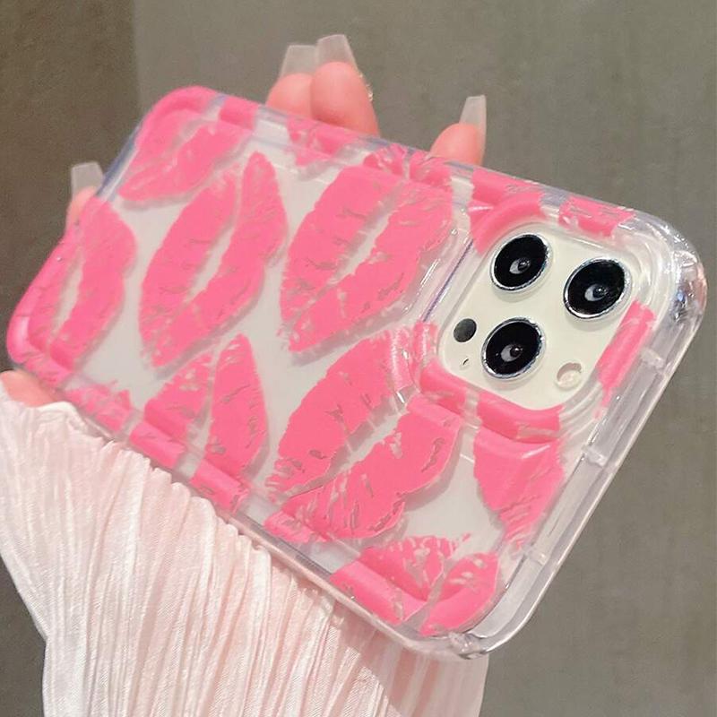 Hülle Für iPhone 16 Hüllen iPhone 14 15 Pro Max Schwarze Lippen Kuss Aufdruck Weiche Hülle Für iPhone 11 13 12 Mini XS XR X 7 8 Plus Abdeckung
