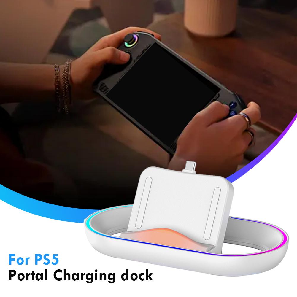 3in1 Charging Dock Station for PlayStation Portal Game Console RGB Stand Holder with Cable Charger for PS5 Portal Game Console