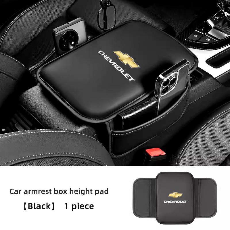 

Car Armrest Cushion Leather Arm Rest Box Pad With Storage Bag For Chevrolet Corvette Montana TrailBlazer Silverado Traverse Bolt