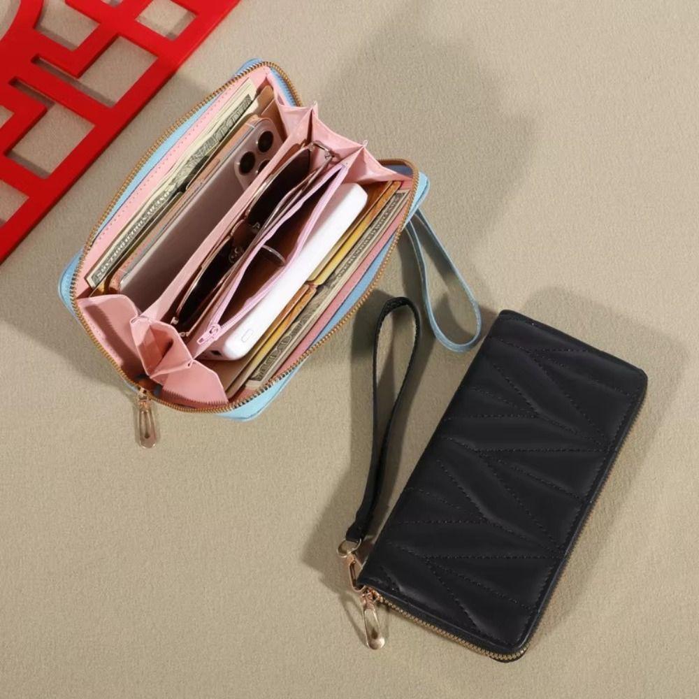 Solid Color Lady Wallet Long Quilted Clutch Bag Fashion Women's Wallet  Card Holder