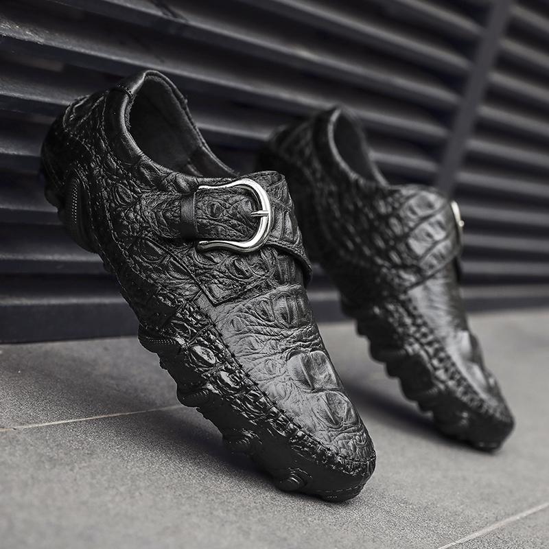 Mode Echtes Leder Herrenschuhe Luxus Krokodilmuster Business Casual Schuhe Slipper Fahrschuhe Herren Loafer Mokassins Übergröße 47