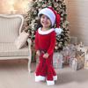 Festliches Weihnachten Kinder Mädchen Plüsch Schlaghosen Anzug Mit Weihnachtsmann Mütze Baum Mütze