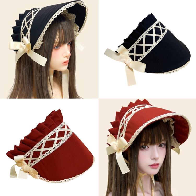 Lace Trim Bonnet Hat for Women Cosplay Event Victorian Cocktail Hat For Teens Teaparty Cocktail Dressingup Headwear