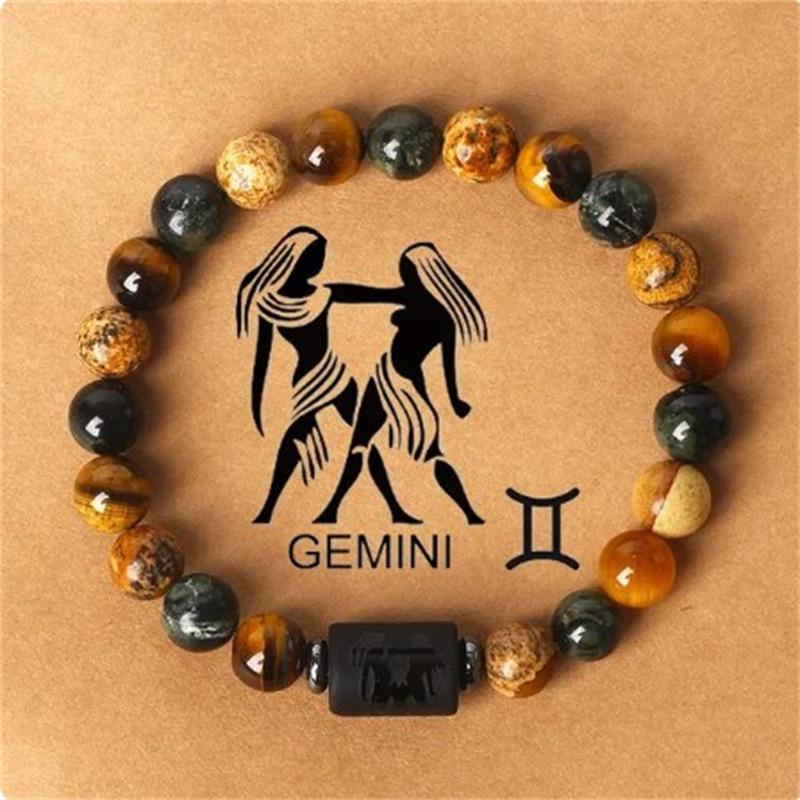 12 Constellation Natural Stone Bracelet Classic Minimalist Yoga Meditation Jewelry For Women Men Birthday Valentine's Day Gift