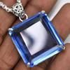 100 Ct Natural Blue Topaz Asscher Cut 925 Sterling Silver Gemstone Pendant
