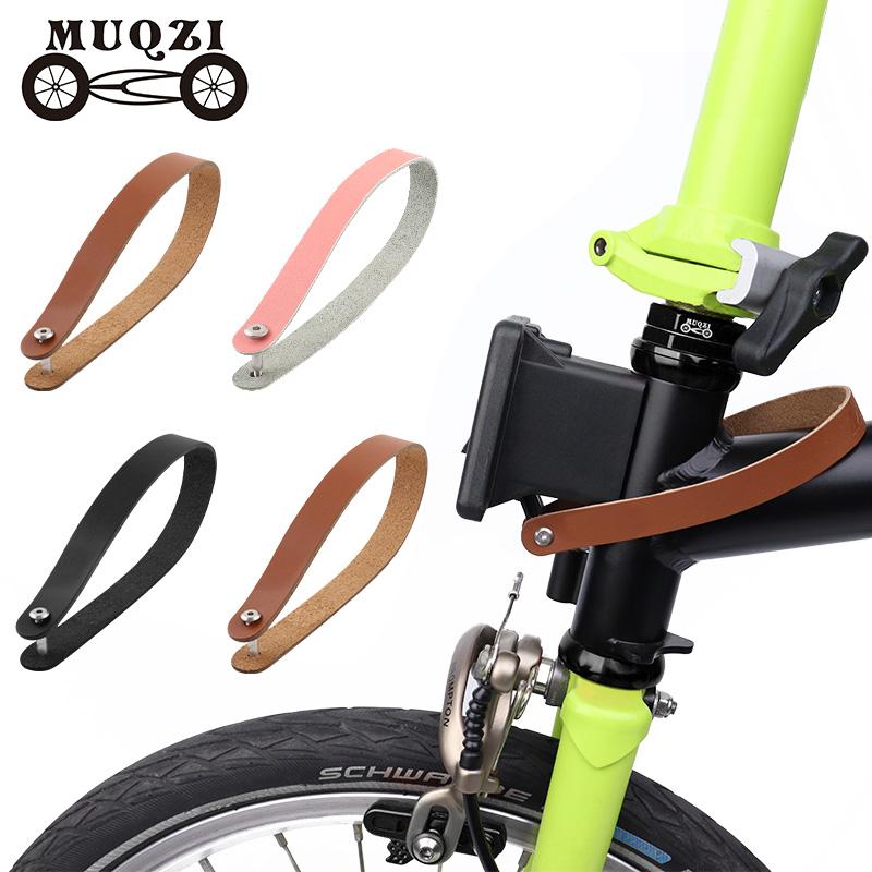 Leather Pull Strap Belt Quick Release Rope Anti-scratches Leather Quick Release Handle Belt for Brompton Folding Bike Carrier