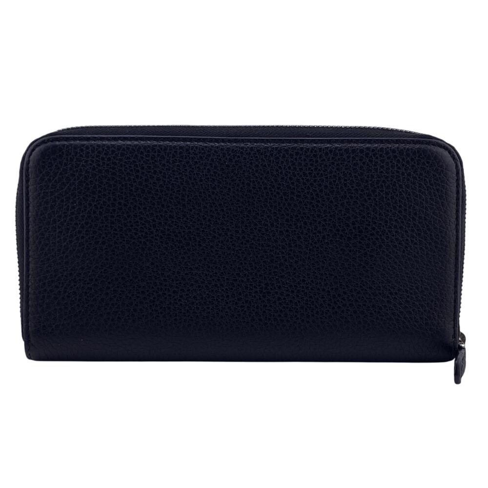 PRADA 1ML506-2BBE Zip Around lettering logo leather Purse black leather unisex Used