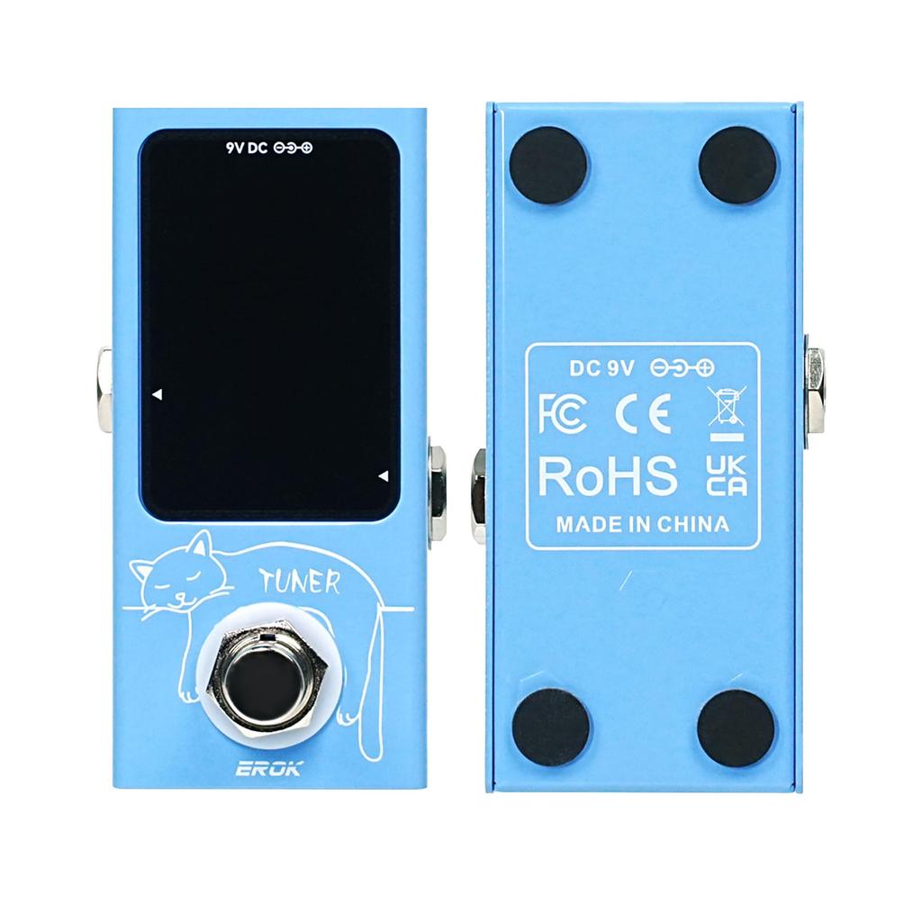 EROK Mini Tuner Pedal Compact Size Electric Guitar Bass Pitch LED Indicator True Bypass