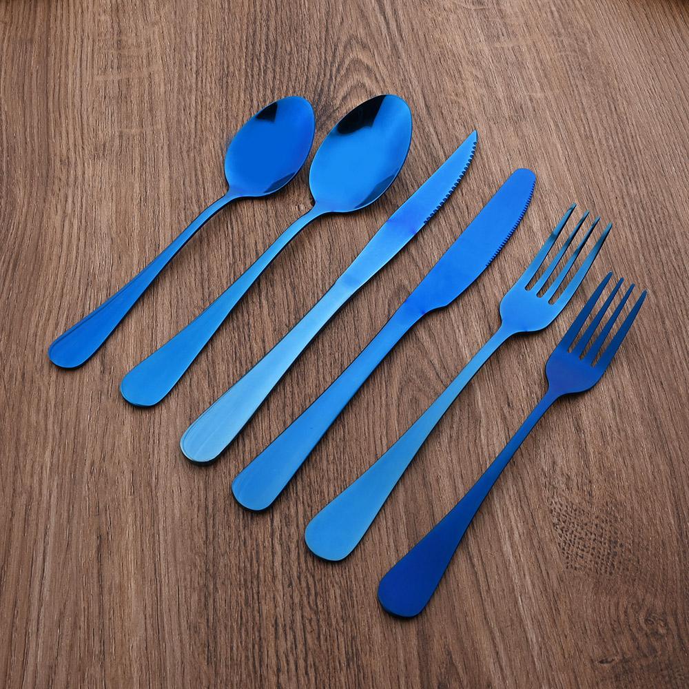 1/2/4/6Set Gold Dinnerware Set Stainless Steel Steak Knife Fork Spoon Western Flatware Cutlery Set Kitchen Silverware Dessert Tableware Set