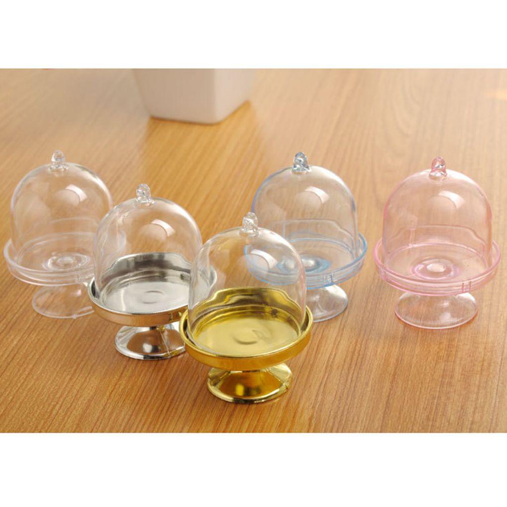 12Pcs Mini Cake Stand Sweet Cupcake Box Plastic Candy Box Wedding Party Favor