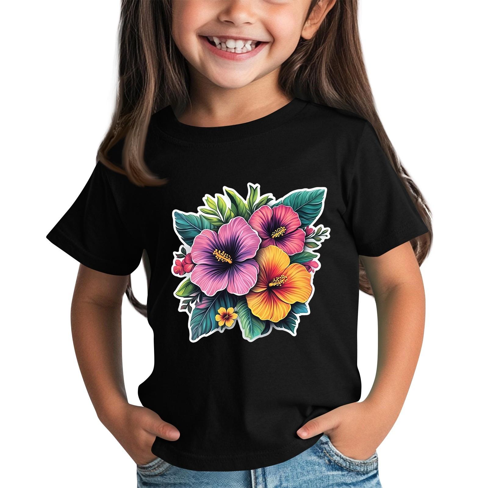 

Детская модная повседневная футболка с круглым вырезом и короткими рукавами 120 чёрный