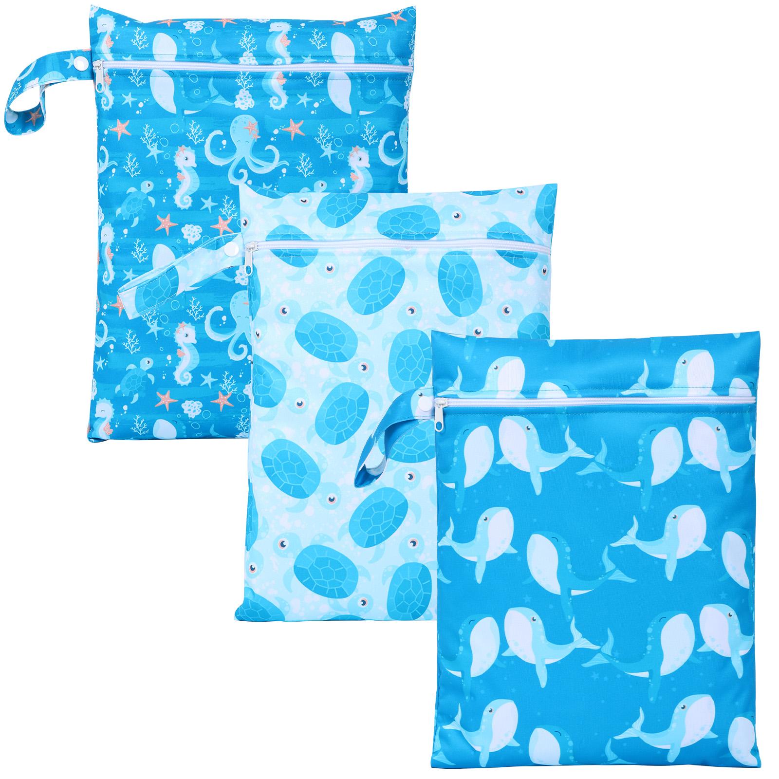 

3Pcs Waterproof Wet Dry Bag For Baby Diaper Swimsuit Gym Clothes Toiletries Storage Bag Reusable Stroller Carry Handle Bag