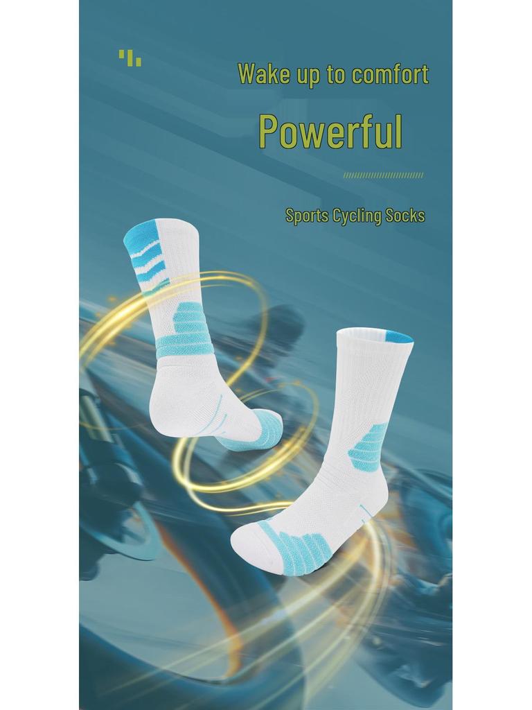 Unisex Summer Outdoor Sports Socks, Sweat-Wicking, Breathable, Mid-Calf, Ideal for Cycling and Basketball.