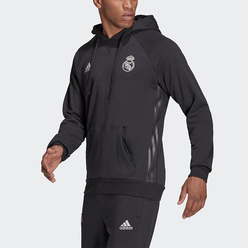 adidas Felpa con cappuccio sportiva da calcio Real Madrid Uomo Top Nera GR4276