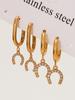 Oumaijia Diamond Horseshoe Buckle Ear Cuffs: Trendy Stainless Steel Earrings