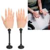 2pcs Nail Art Practice Hand Bendable Joints Silicone Nail Training Hand with Suction Cup Stand Nail Tips