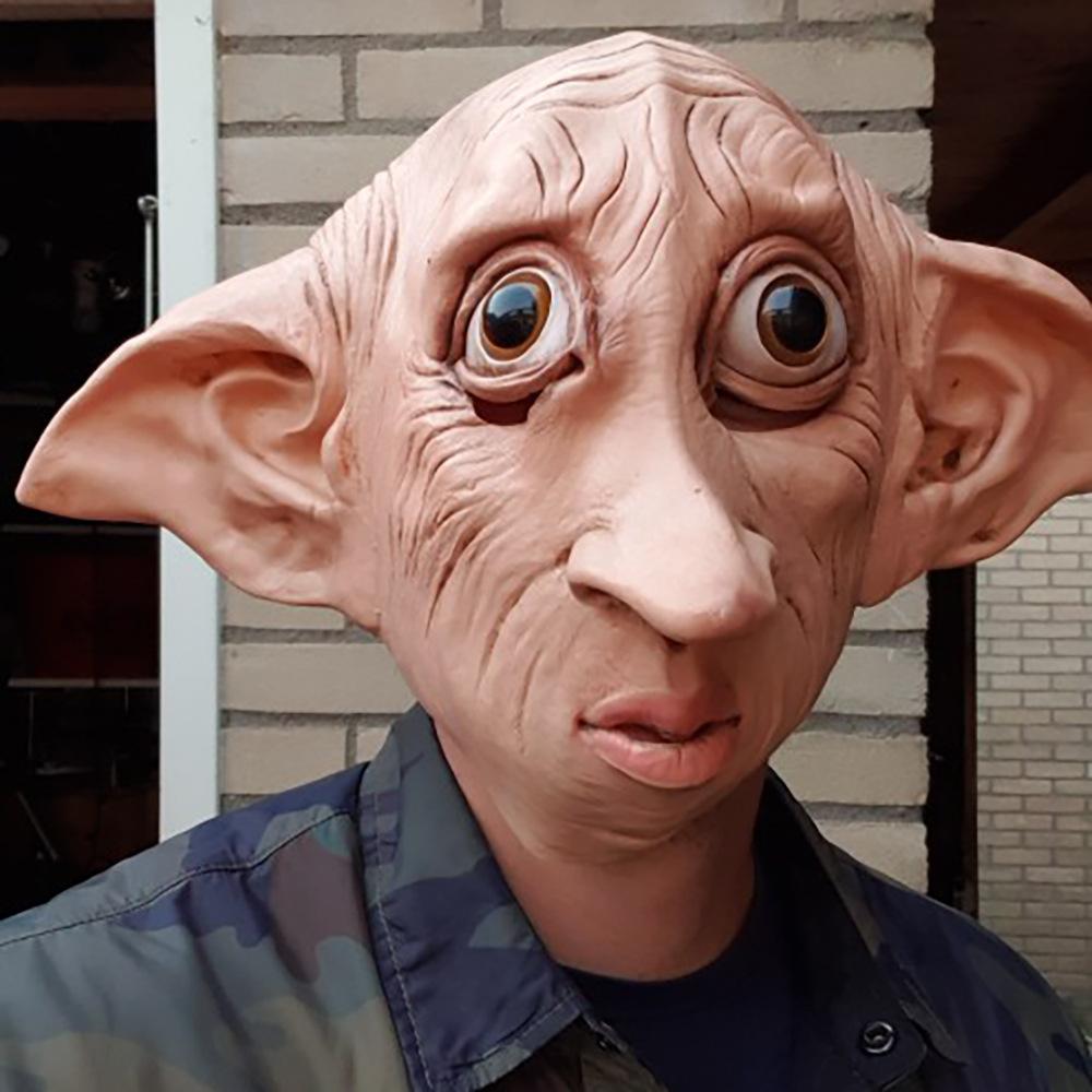 Elf Latex Full Head Mask Cute Funny Elf Headgear Halloween Cosplay Masquerade Party Stage Performance Fancy Dress Costume Prop