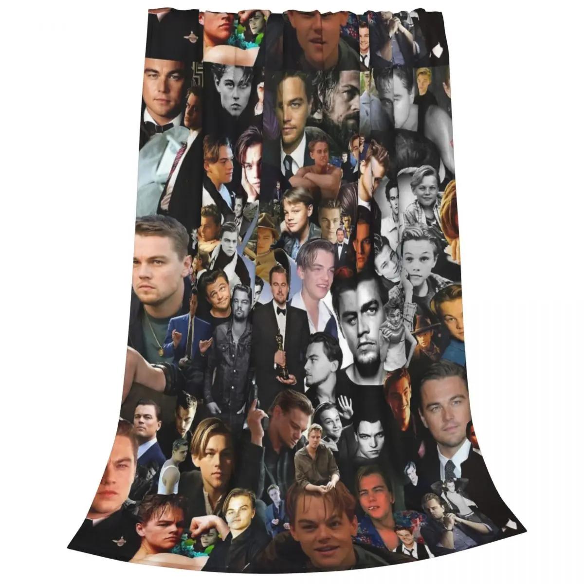 Leonardo Dicaprio Collage Fuzzy Blanket Vintage Throw Blankets for Home Hotel Sofa 150*125cm Quilt 80x120cm