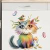 Cartoon Watercolor Cat Bird Butterfly Wall Stickers, Self-Adhesive Decor for Bedroom Kids Room Kitchen Decoration