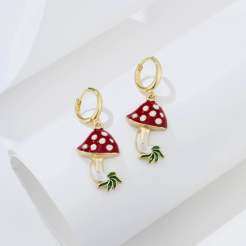 Unique Alloy Trending Geometric Mushroom Earrings For Versatile Women