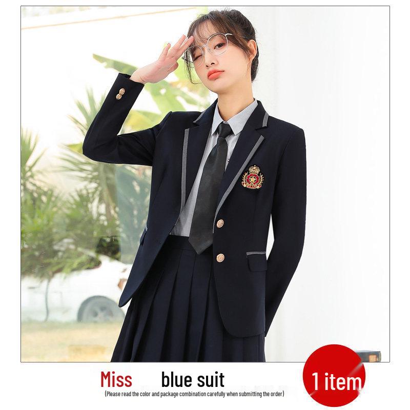 Unisex College-Style JK Uniform: Pleated Skirt & Suit Set