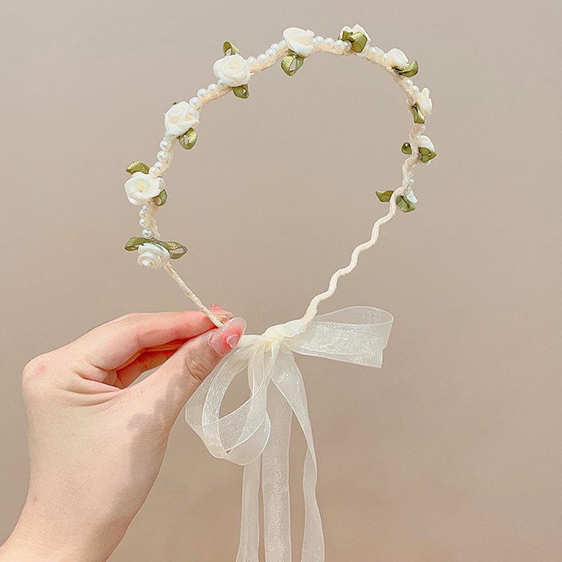 Versatile Pearl Flower Satin Headband for Girls and Adults – Fairy Mori Style