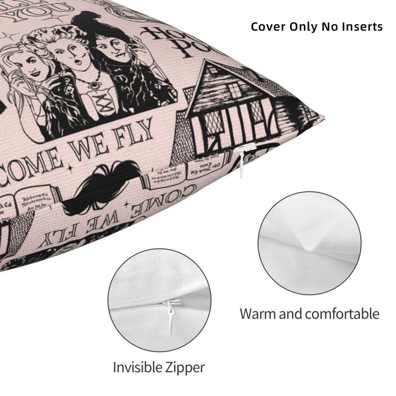 Custom Hocus Pocus Witches Pink Halloween Cushion Cover Velvet Modern Pillow Case