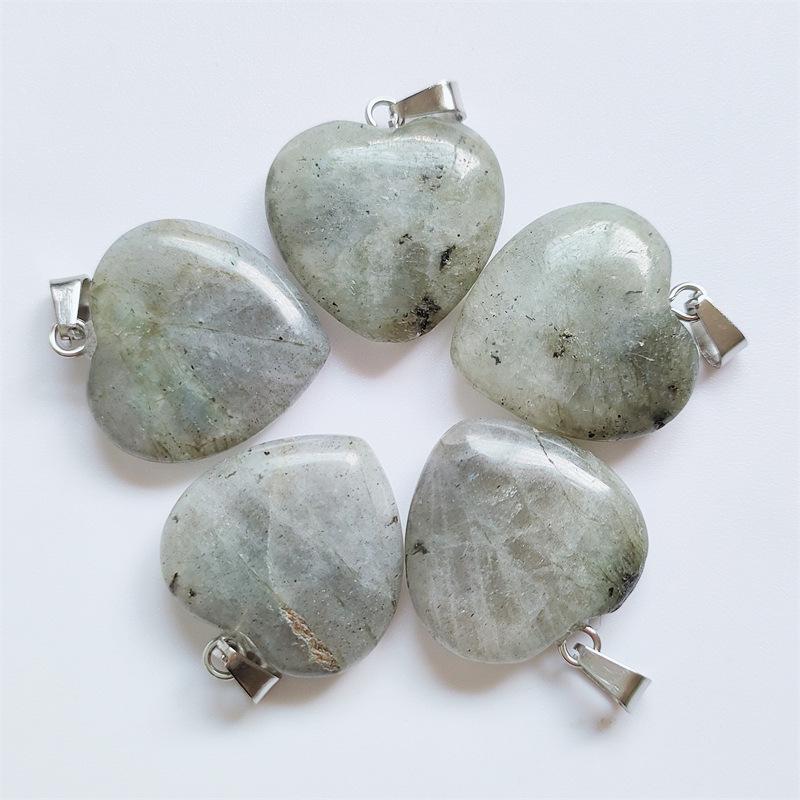 Heart-Shaped Natural Agate Pendant Necklace - 20mm Crystal Stone