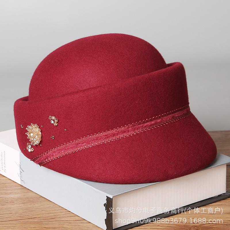 New Fashion Personality European Merino Wool Temperament Elegant Cap Women's Autumn and Winter Versatile Retro Hat