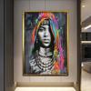 Ethnische Leinwandkunst, Frauen-Wand-Leinwand-Ölgemälde, ethnisches afrikanisches buntes Porträt, Straßen-Graffiti, Vintage-Poster, Drucke, Figur, Wanddekoration, ästhetisch