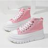 Women's Lace Up Front High Top Flat Canvas Shoes, Casual and Comfortable Height Increasing Sports Shoes